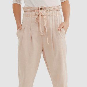Free People Women's Pink Adjustable Button Pleated Trouser Pants Size XS